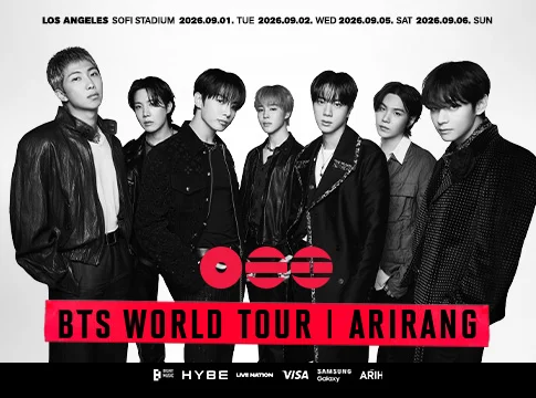 BTS World Tour Arirang concert poster for SoFi Stadium dates September 1, 2, 5, and 6, featuring LA VIP Car Service concert transportation in Los Angeles.